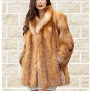 Red REAL FOX FUR Luxurious Fur Coat SIZE MEDIUM